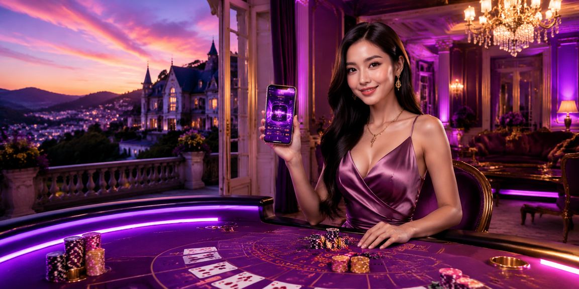 Bàn Baccarat với ánh đèn neon lung linh trong không khí Đà Lạt về đêm